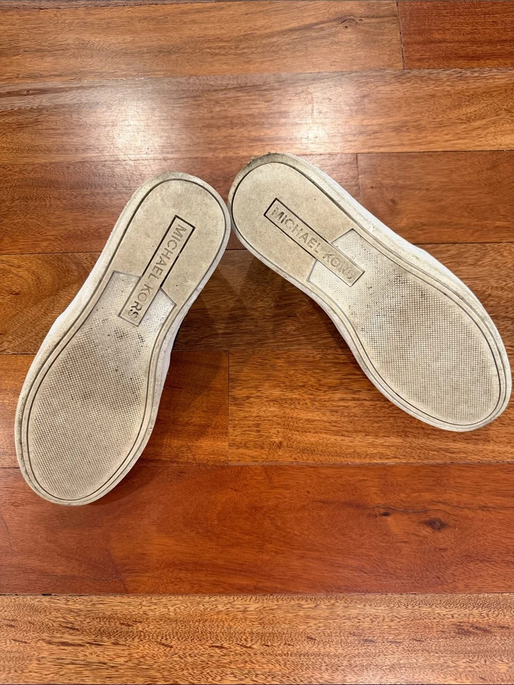 Michael Kors Black Leather Slip-On Sneakers with White Soles